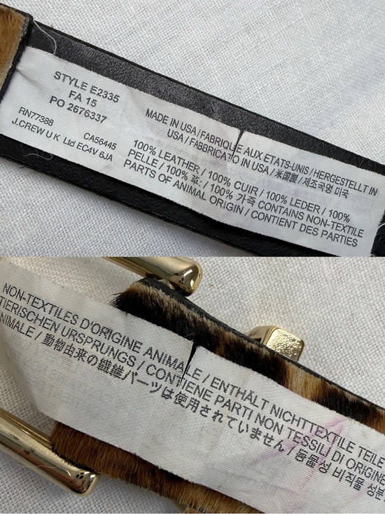 J. Crew Leopard Calf Hair Leather Belt E2335 main image 12